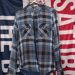 blue flannel button down